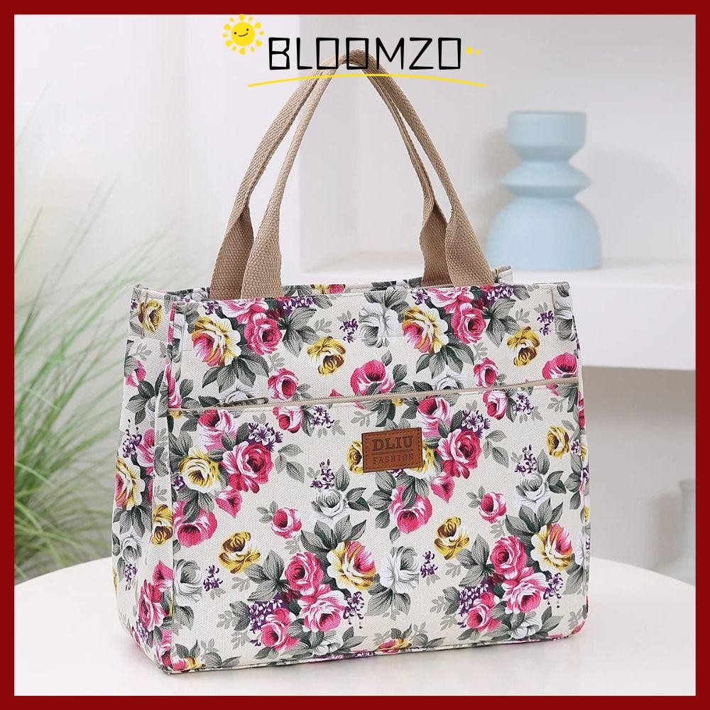 BLOOMZO กระเป๋าถือลายดอกไม้ พกพาสะดวก เหมาะสำหรับแม่และสไตล์แฟชั่น