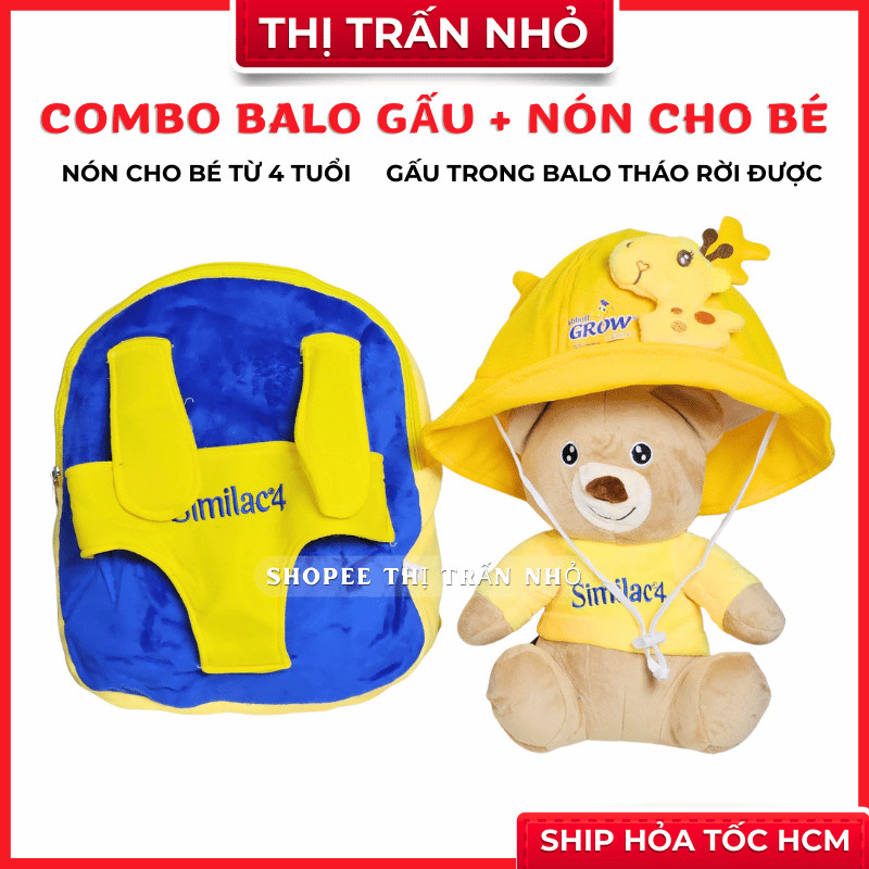 Similac Backpack Combo พร้อมตุ๊กตาหมีแบบถอดได้ + หมวกผ้ากวางสําหรับเด็กอายุ 4 ปี