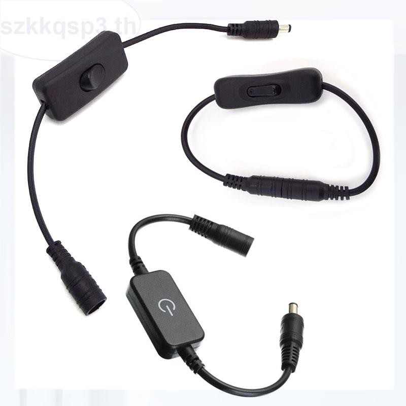 303 DC 5.5*2.1 มม.ชายหญิง 5V 12V สวิทช์ปุ่ม Touch On Off Connector Supply สายไฟสําหรับกล้องวงจรปิด Led Strip Light THK3