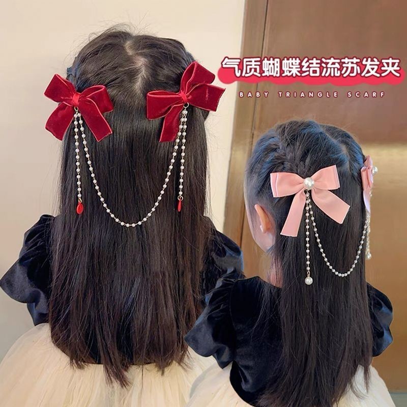 พู่กิ๊บโบว์สำหรับเด็ก สไตล์จีน เหมาะสำหรับฤดูใบไม้ร่วงและฤดูหนาว - รูปที่ 2