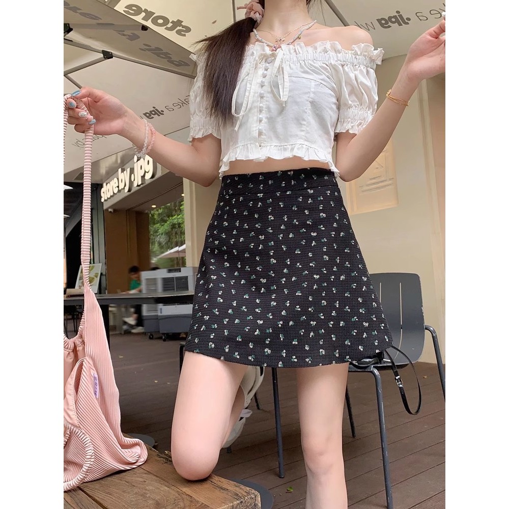 PX กระโปรงลายดอก กางเกงซับใน M-4XL กระโปรงผู้หญิง กระโปรงขาสั้น สไตล์เกาหลี ลายลูกไม้เล็ก ซิปข้าง สาวอวบใส่ได้ - รูปที่ 4