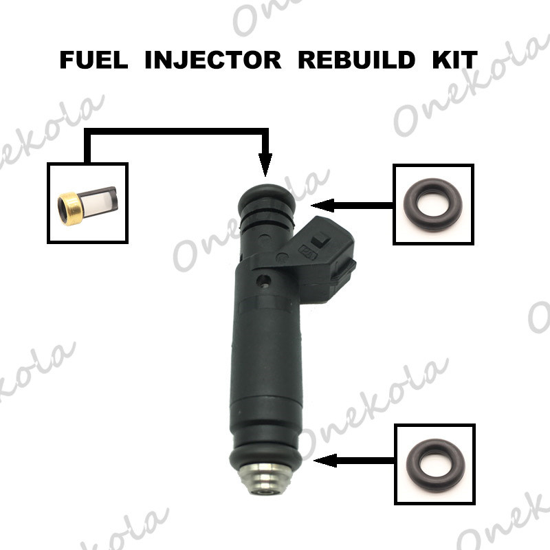 หัวฉีดน้ํามันเชื้อเพลิงโอริงแหวนปิดผนึกกรองตาข่ายชุดซ่อมเหมาะสําหรับ Ford Mustang 630cc FI114961