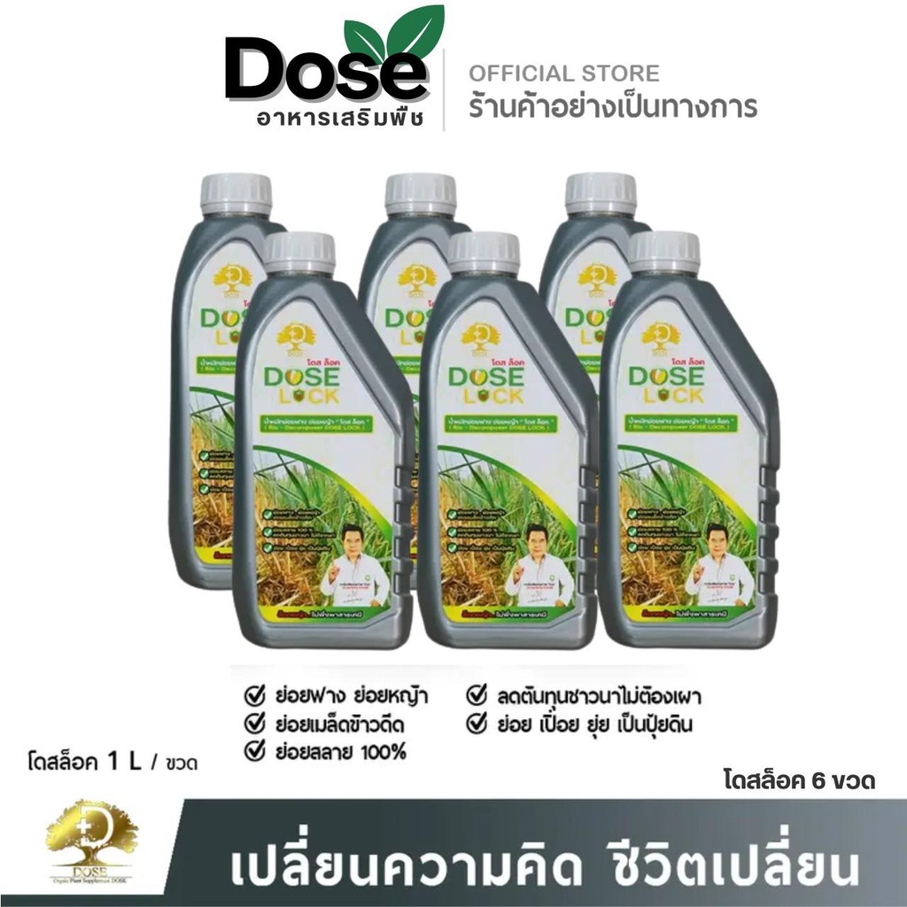 โดสล็อค [สูตรเร่งย่อยฟางข้าว 6 ขวด] ย่อยข้าวดีดข้าวเด้ง ใช้ในนาข้าว ย่อยฟางข้าวไม่ต้องเผา Dose Lock