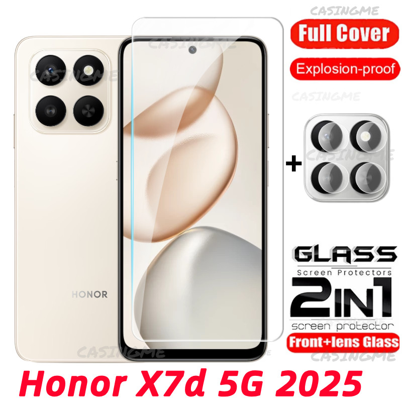 HONOR X7d 5G 2025 ฟิล์ม 2 in 1 ปกป้องหน้าจอกระจกนิรภัยสําหรับ HONOR X7d X7d X6c X7c X6b HonorX7d X6 X7 d 4G 5G 2025 ฟิล์มด้านหน้าด้านหลังเลนส์