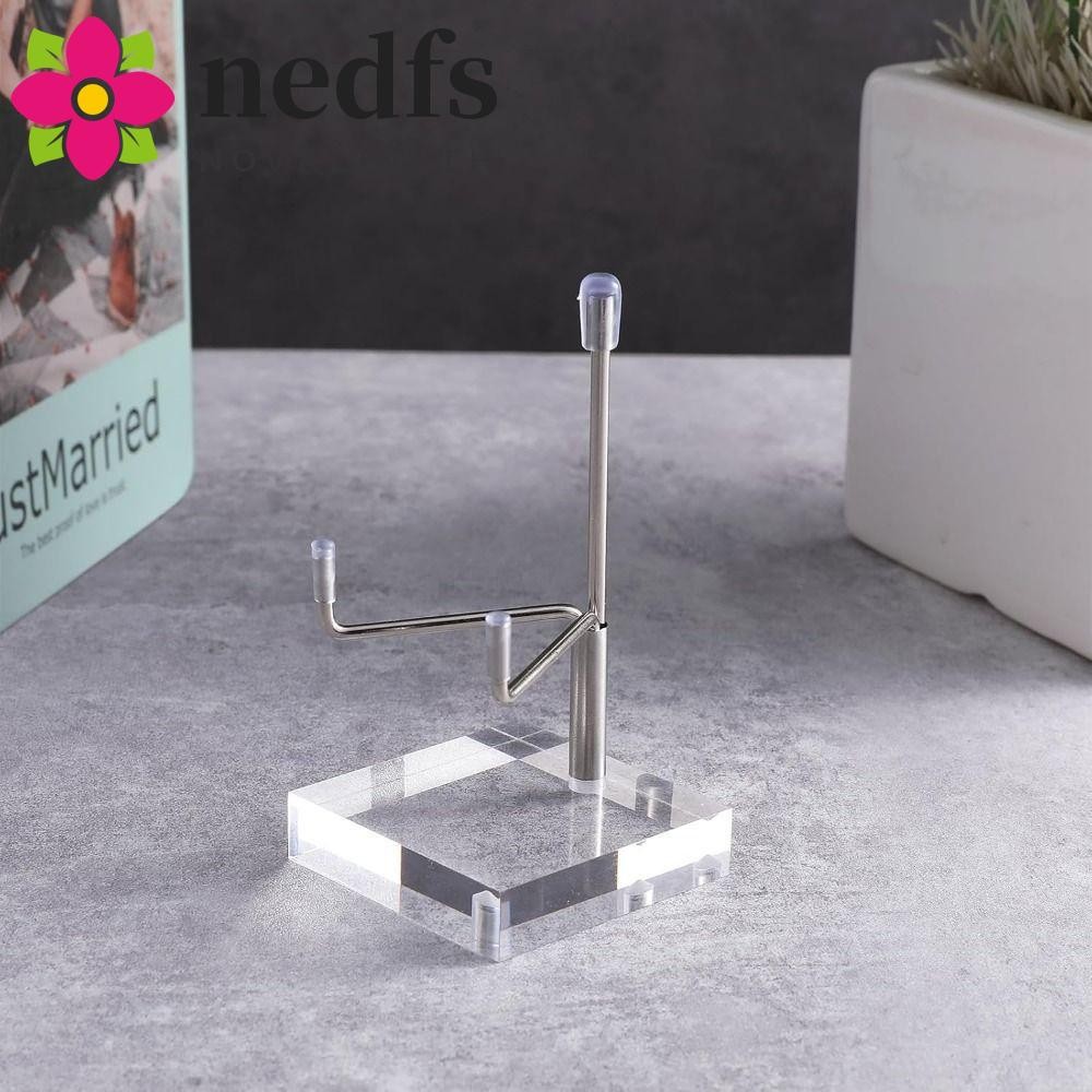 เนฟส์ ขาตั้งจอแสดงผลอะคริลิคใส,ฐานกลม/ตารางกรณียางนุ่มแขนโลหะผู้ถือคริสตัล,ทนทานมั่นคงง่ายต่อการติดตั้งรอยขีดข่วนหินของสะสมชั้นวางร็อค