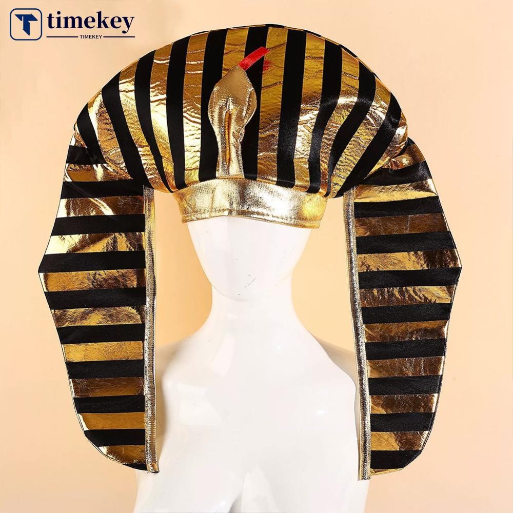 TME ฮัลโลวีนโกลเด้นฟาโรห์หมวกงูหัวหมวกเครื่องแต่งกายอุปกรณ์ประกอบฉากหน้ากากพรรคคอสเพลย์ Prop