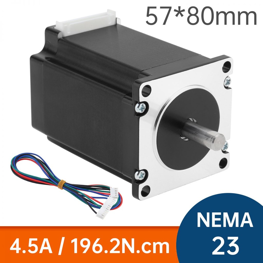 Nema 23 Stepper Motor 80mm Body 196.2N.cm(277.8oz.in) 4.5A 8mm-Shafft 2-Phase 4 สาย 1.8-Deg สําหรับ 