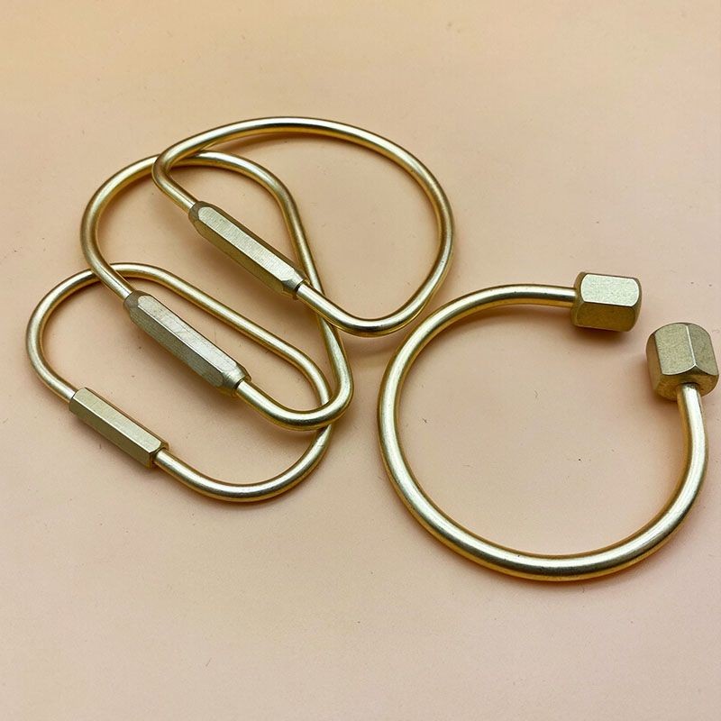 /Handmade พวงกุญแจทองแดงบริสุทธิ์ Nordic Simple โลหะแหวน Water Drop U-Ring Retro รถทองเหลือง D-Shape