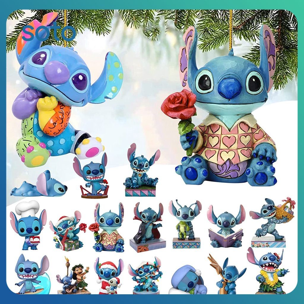 ♫ จี้ต้นคริสต์มาสลายการ์ตูนดิสนีย์ Stitch อะคริลิกน่ารักสำหรับแขวนตกแต่งงานปาร์ตี้วันเกิด DIY ของขวัญตกแต่งบ้านและรถยนต์