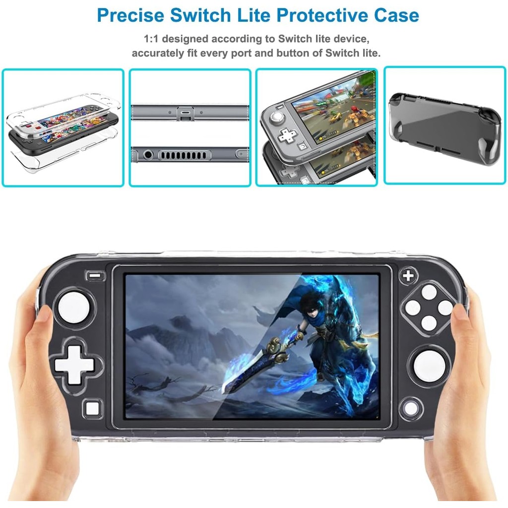 เคสป้องกันสําหรับ Nintendo Switch Lite, Hard Case สําหรับ Nintendo Switch Lite Clear ด้านหน้าและด้าน