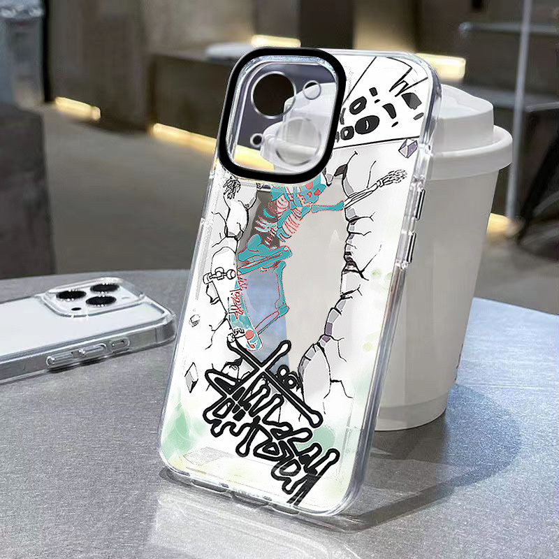 Space Case สเก็ตบอร์ด Skull โปร่งใสกรณีเหมาะสําหรับ iPhone เคสโทรศัพท์เหมาะสําหรับ iPhone 16 Pro Max