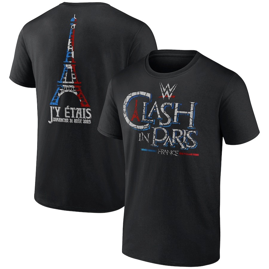 WWE Paris Tournament ที่ระลึกพิมพ์ลูกเรือคอผู้ชายต่อสู้มวยปล้ําเสื้อยืดด้านบน 907