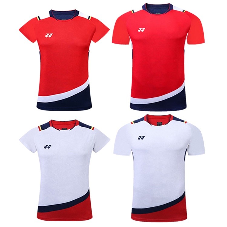 ชุดกีฬารวม: เสื้อแข่งแห้งเร็วสำหรับผู้ชายและเสื้อยืดกีฬาสำหรับผู้หญิง | ชุดฝึกห้องใต้หลังคาระบายน้ำเหงื่อดี กับออกแบบแขนสั้นที่เข้าชุดกัน