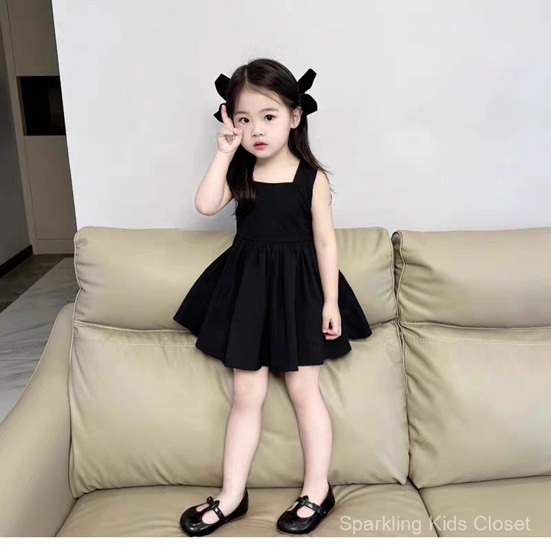 เดรสเด็กสีดำ ชุดเด็กสไตล์ตะวันตกสำหรับฤดูร้อน ดีไซน์ชุดเจ้าหญิงสำหรับหนูน้อย
