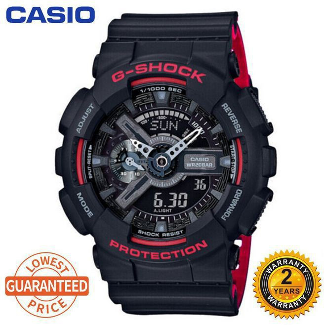 2025 G-Shock GA-110 นาฬิกาสปอร์ตสีดําสีแดงนาฬิกาข้อมือผู้ชายกันน้ํา V846