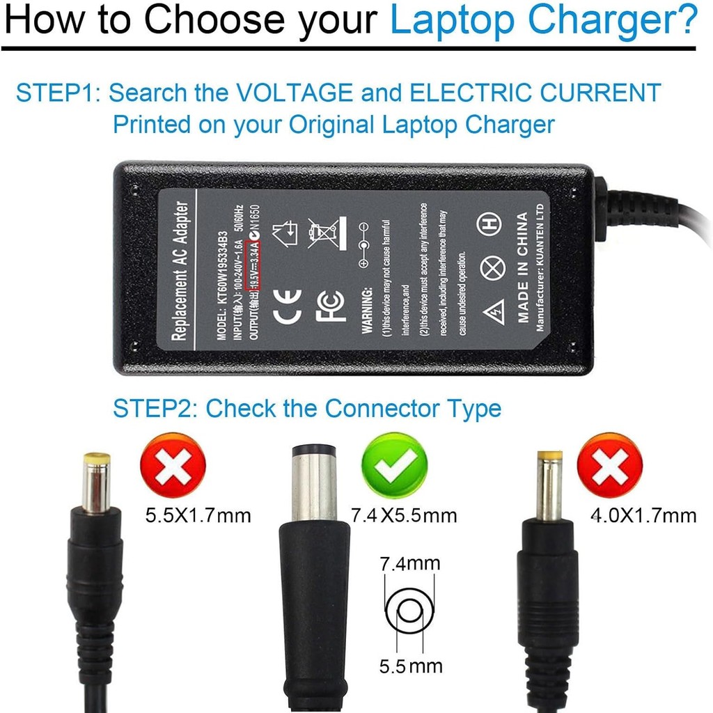 65W Charger Power Supply Adapter สําหรับ Dell Chromebook 11 3180 3189 3120 3181 P22T P26T LA65NS2-01