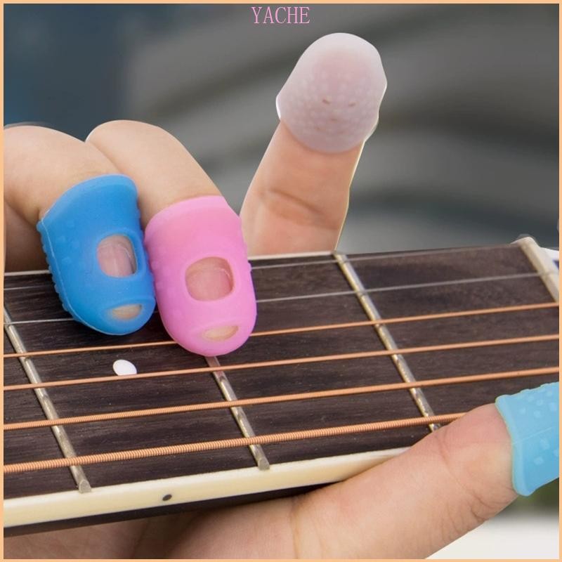 JACHE Finger Fingertip Protector ปลายนิ้วสําหรับฝาครอบป้องกันหมวกสําหรับผู้เริ่มต้นเล่นกีตาร์ Ukulel
