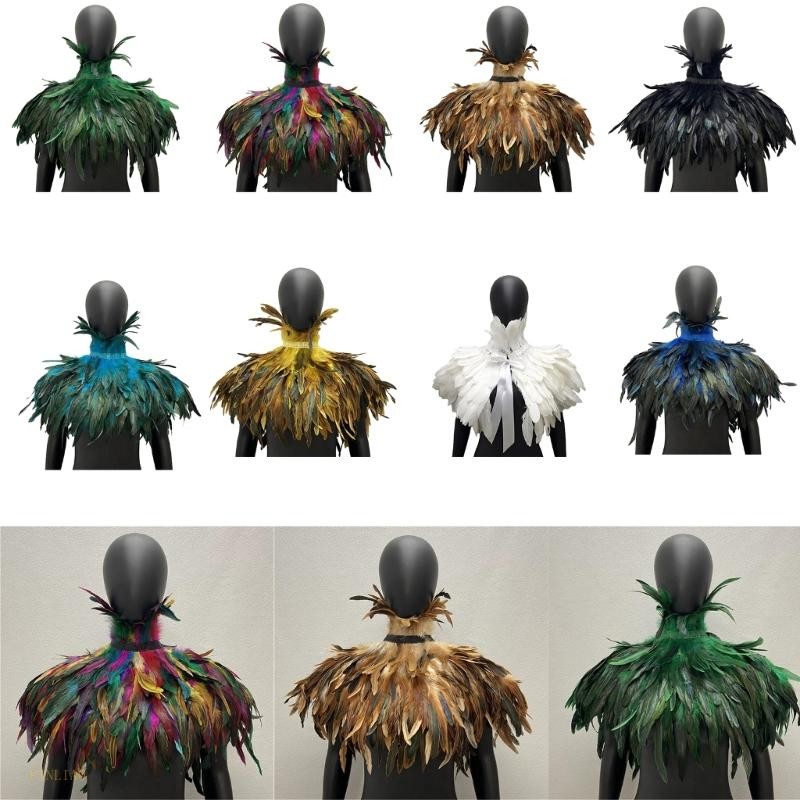 PLT ฮัลโลวีน Cape ผ้าคลุมไหล่สำหรับคอสเพลย์ Gothic Lady แบบ_universal_feathers_ เครื่องประดับบทบาทเล