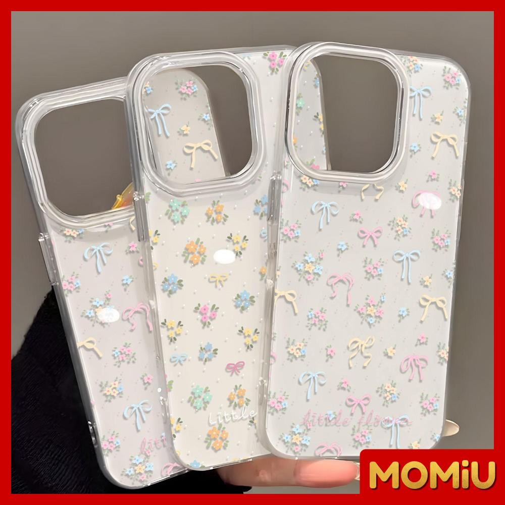 MOMiU - เจลลี่เนียนเงา IMD สีขาว เข้ากันได้สำหรับ เคสไอโฟน11 เคส iphone 16 Pro Max 7Plus XR 12 13 14 15โบว์และดอกไม้