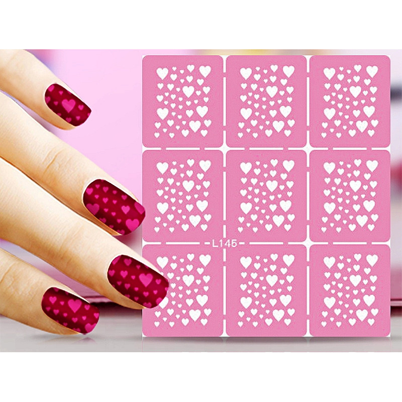 5 ชิ้นจัดส่งฟรี Zero Basic ภาพวาดรูปแบบ Hollow สติกเกอร์เล็บ Inkjet Template Hollow DIY Creative Dec