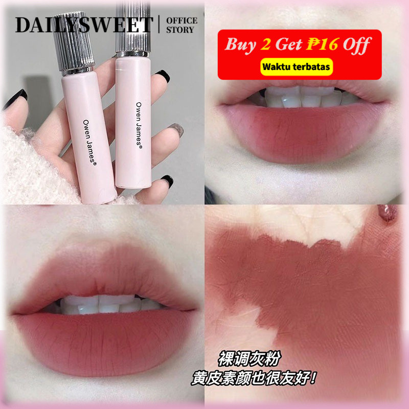 Owen james ลิปกลอสปลอมสีชมพูขนาดเล็กเคลือบไม่ซีดจางง่ายลิปสติกความอิ่มตัวต่ําเคลือบริมฝีปากทุกวัน