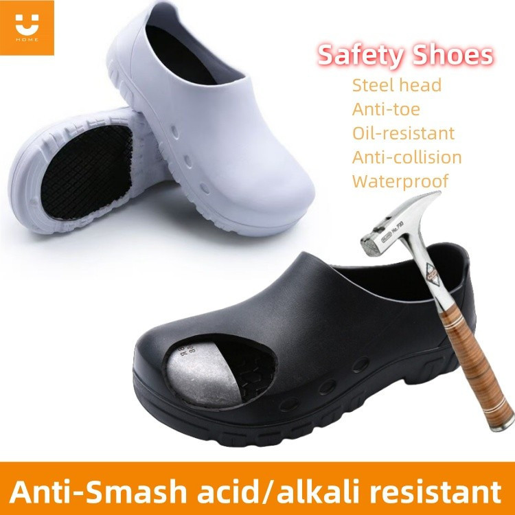 Sxzmallsafety Shoes Steel Toe Chef Shoes Non-Slip Waterproof And Anti-Smash Unisex Hotel Work Safety