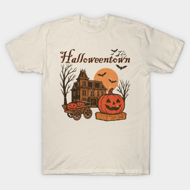 เสื้อยืด Vintage Halloweentown University Est 1998 Pumpkin Halloween T-Shirt แท้ Cotton 100% S-5XL
