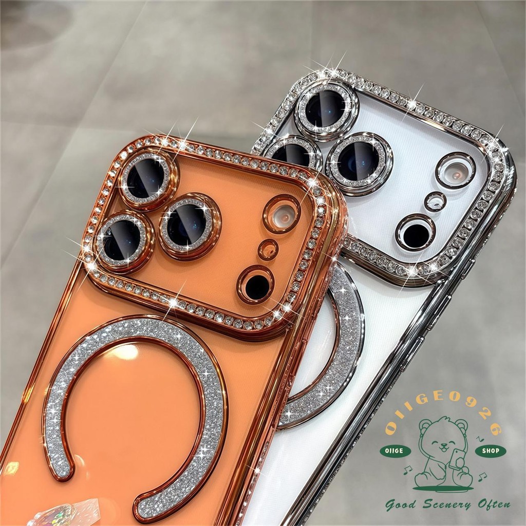 เคส iPhone17 สีส้ม ชุบเคสโทรศัพท์แม่เหล็ก iphone17 Pro Max 16 15 14 13 12 11 เคสสําหรับ iPhone เคสซิลิโคนนิ่ม TPU กันกระแทก - รูปที่ 6