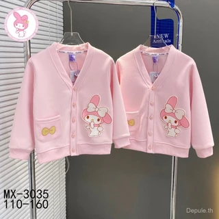 Fast Local Shipping เสื้อแจ็คเก็ตเด็กผู้หญิงสไตล์ใหม่ ลายการ์ตูนคุโรมิ พิมพ์บนเสื้อ มีกระดุมแถวเดียว