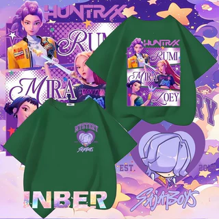 เสื้อยืดเด็ก Kpop Demon Hunters ปี 2025 ลายเสื้อของตัวละคร Mira, Rumi และ Zoey