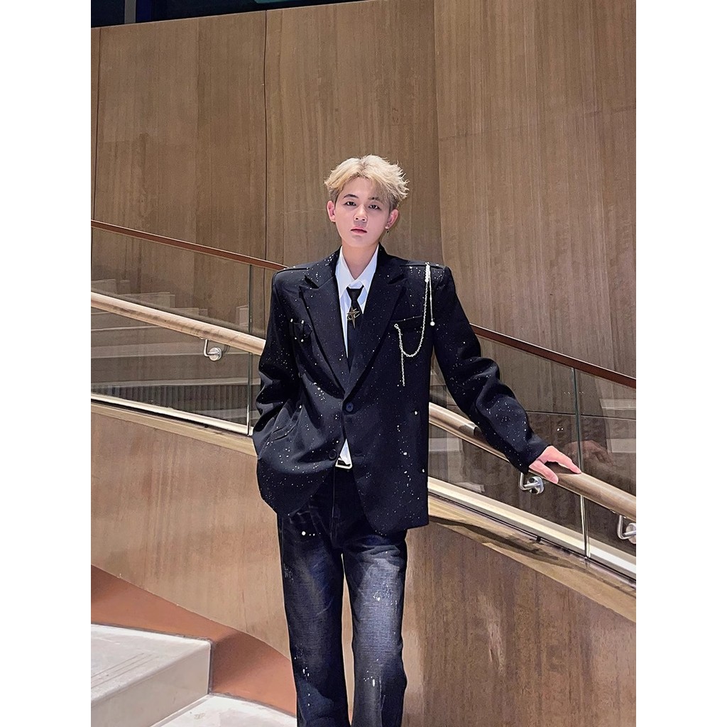 เกาหลีเกาหลีสีดํา Gypsophila Niche Pearl แขวนการออกแบบโซ่ความรู้สึกสูงฤดูใบไม้ผลิฤดูใบไม้ร่วง Casual