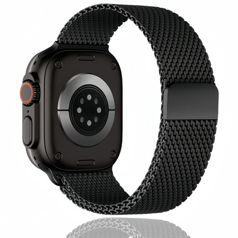 Milanese Loop สําหรับ Apple Watch Band Ultra 2 49 มม.46 มม.44 มม.45 มม.42 มม.38 มม.40 มม.41 มม.สร้อยข้อมือโลหะแม่เหล็ก iWatch Series 10 9 8 7 se 6 5 4