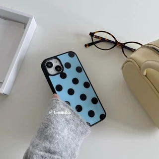 สีดําสีฟ้า Polka Dot เคสโทรศัพท์ Drop-Resistant สําหรับ iPhone 16 Promax 15 Promax 11 12 13 14plus 15plus 16e 16plus 16pro 15pro