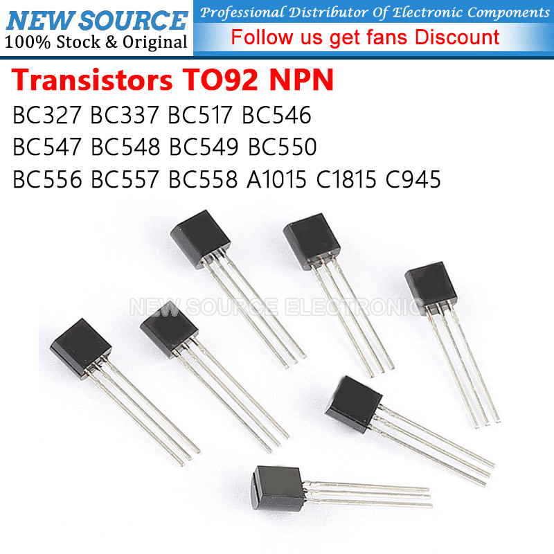 [100 ชิ้น] BC327 ทรานซิสเตอร์ TO92 NPN BC337 BC517 BC546 BC547 BC548 BC549 BC550 BC556 BC557 BC558 A