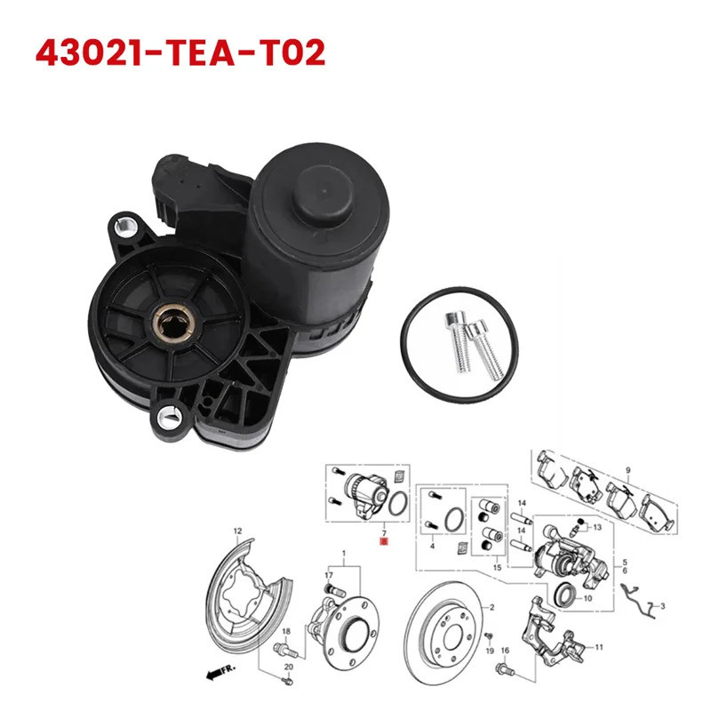ด้านหลังซ้ายที่จอดรถเบรค Actuator 43021-TEA-T02 สําหรับ Honda Civic 2017-2021 ปั๊มเบรคไฟฟ้ามอเตอร์