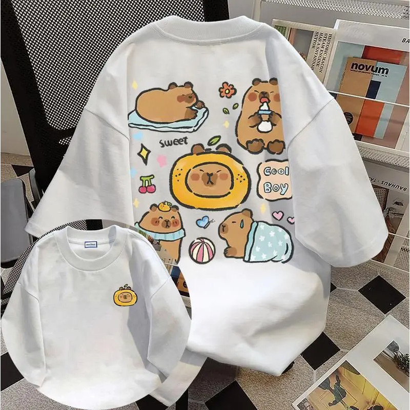 Top.street เสื้อยืด oversize เสื้อน่ารัก ลายพิมพ์แฟชั่น ผ้าCotton 100% ใส่สบาย เสื้อกีฬา ไม่จำกัดเพศ 'Capybara' 3XL