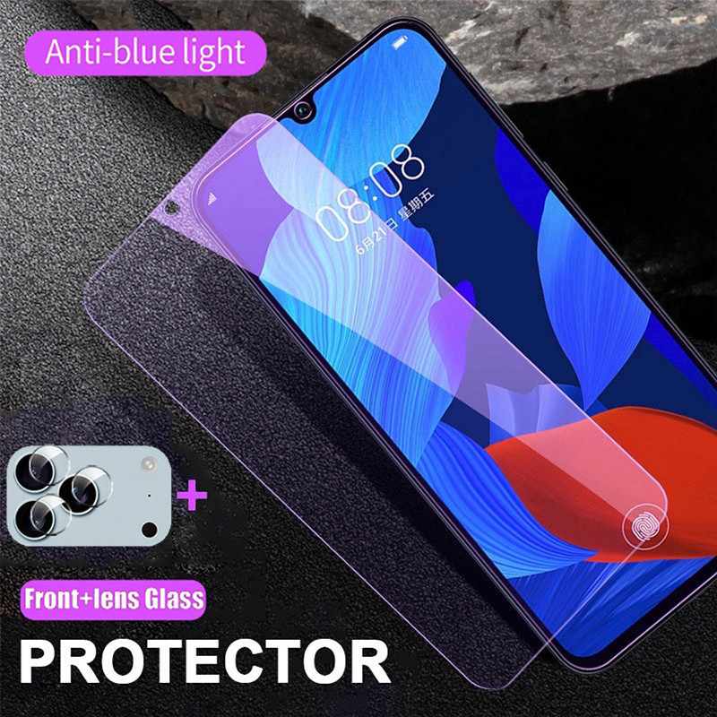 IPhone 17 Pro กระจกนิรภัยสําหรับ iPhone Air 16e 17 Pro Max 16 15 14 Plus 16 15 14 13 12 MIni 11 Pro Max XS Max X XR 8 2 in 1 Anti Blue-Ray Full Coverage Screen Protector