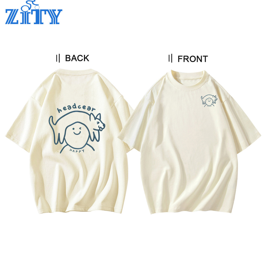 ZITY เสื้อยืด Cotton 100% ลาย cat Holiday T-shirt   ใส่สบาย Unisex ไซส์ Oversize ( พร้อมส่งค่ะ ) รับ COD S1 ราคา ถูกที่สุด ดีลบีเคเค แกลเลอรีภาพที่ 3