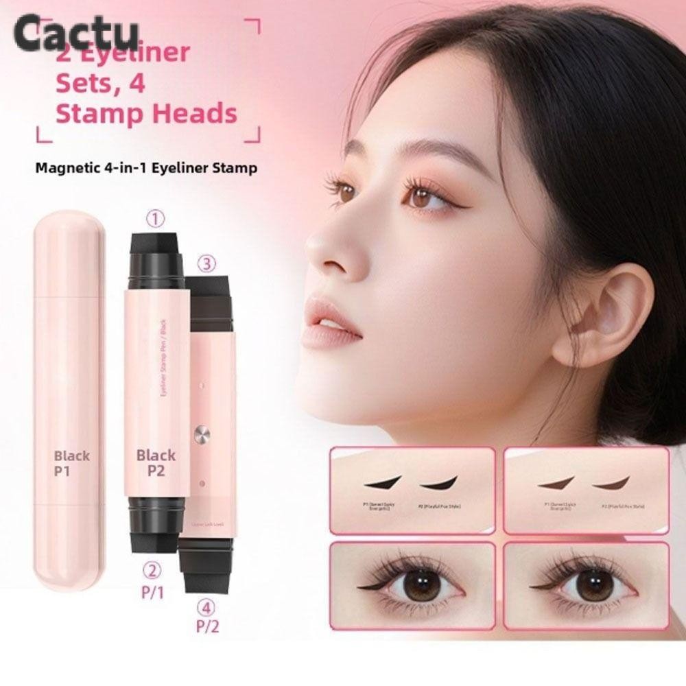 CACTU Eyeliner Stamp, กันน้ํา Quick Dry Eye Liner Stamp, สีดําแบบพกพาใช้งานง่าย Eyeliner Stamp Pen