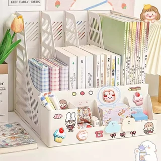 【ส่งสติกเกอร์】 ชั้นวางหนังสือ 4ช่อง กล่องใส่แฟ้ม แฟ้มใส่เอกสาร ที่ใส่หนังสือ จัดระเบียบโต๊ะ พร้อมส่ง