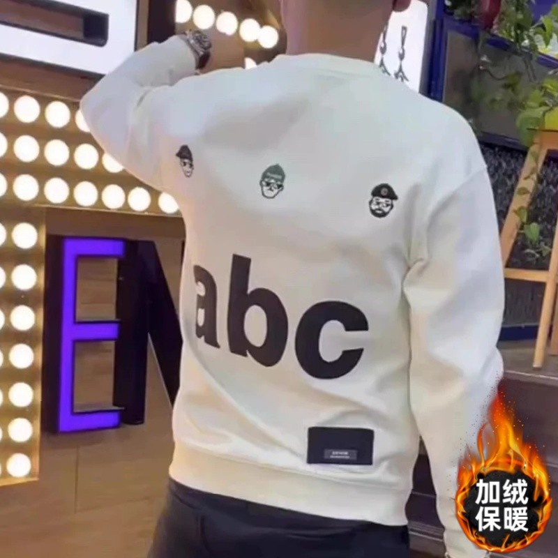 หลวมออกแบบใหม่สไตล์อเมริกันคู่สไตล์ Top Heavy 23 รอบคอผู้ชายสไตล์ขนแกะซับ 2025 เสื้อแขนยาว All-Match