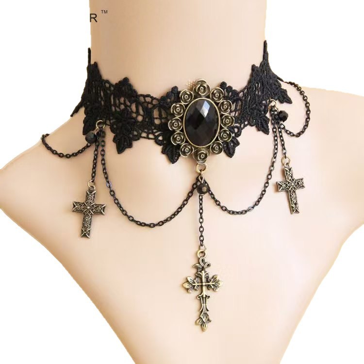 Cross Collar Halloween Punk Gothic Accessories qianshanyi.my20250917