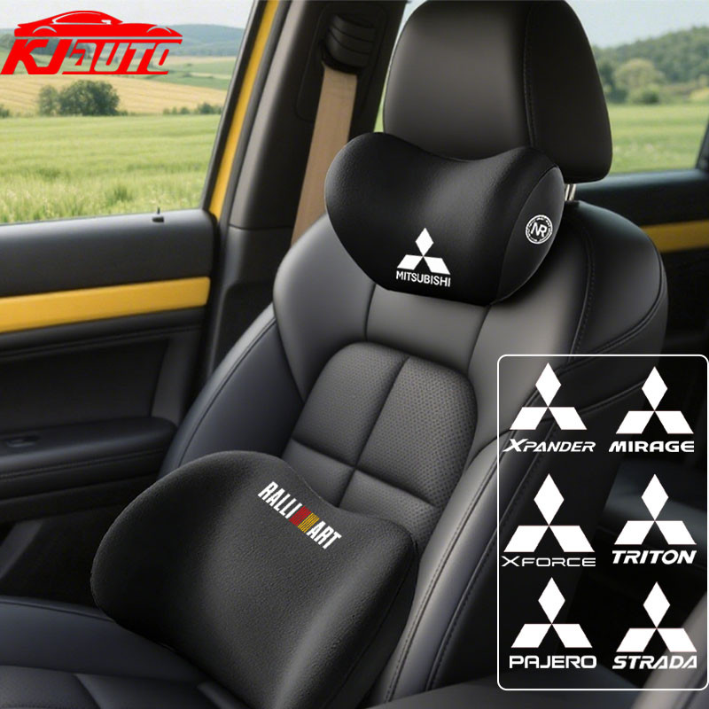 รถหน่วยความจําโฟมคอหมอนป้องกันเอวพนักพิงเบาะเอวรถพนักพิงศีรษะเบาะสําหรับ Mitsubishi Ralliart Xforce 