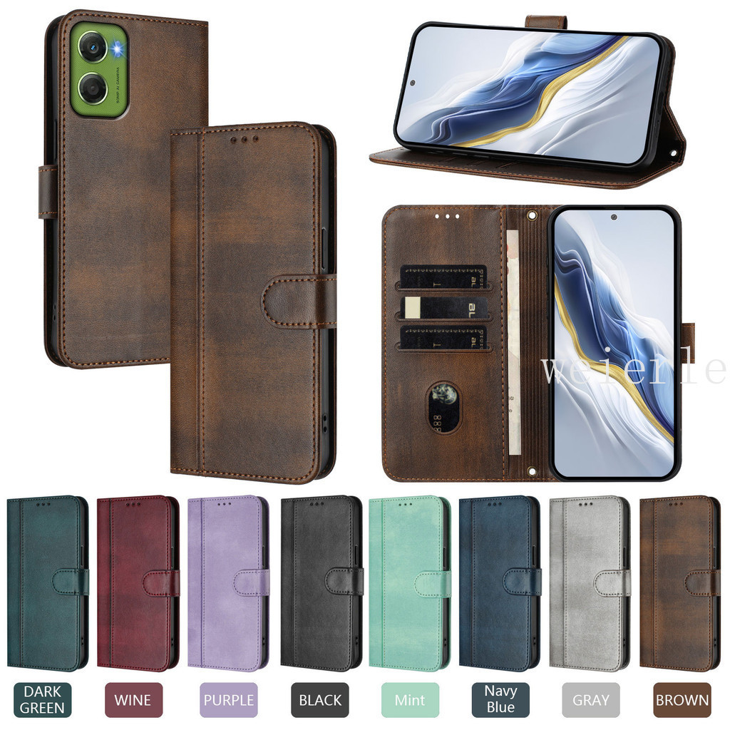 สําหรับ Motorola Moto G06 กรณีกระเป๋าสตางค์หนังสําหรับ Motorola Moto G56 G86 Power Case เส้นเรียบง่า