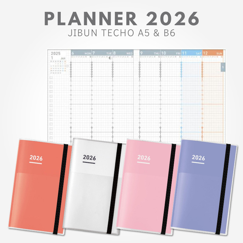 Kokuyo Jibun Techo First Kit 2026 Monthly Weekly Planner - A5 & B6 Slim Options in Various Colors, Japan Art and Craft supply