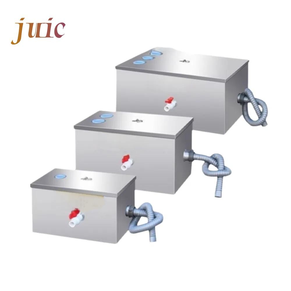 JUIC Sink Oil Water Separator, with Handle Widened Inlet Outlet Grease Trap, สแตนเลสหนาชุดกรองน้ํามันน้ํา