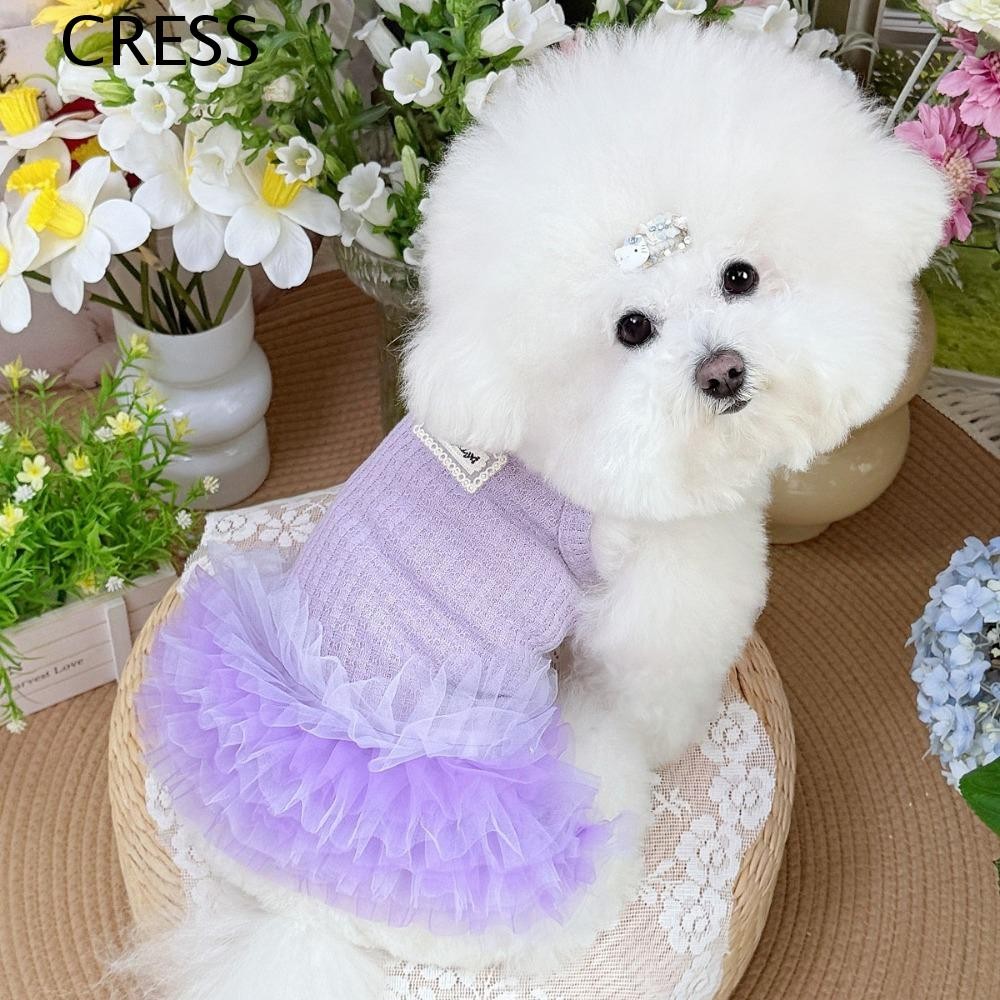 CRESS Dog Summer Dress, Lace Breathable Dog Princess Dress, Fashion Thin Design Comfort Mesh Cat Dre