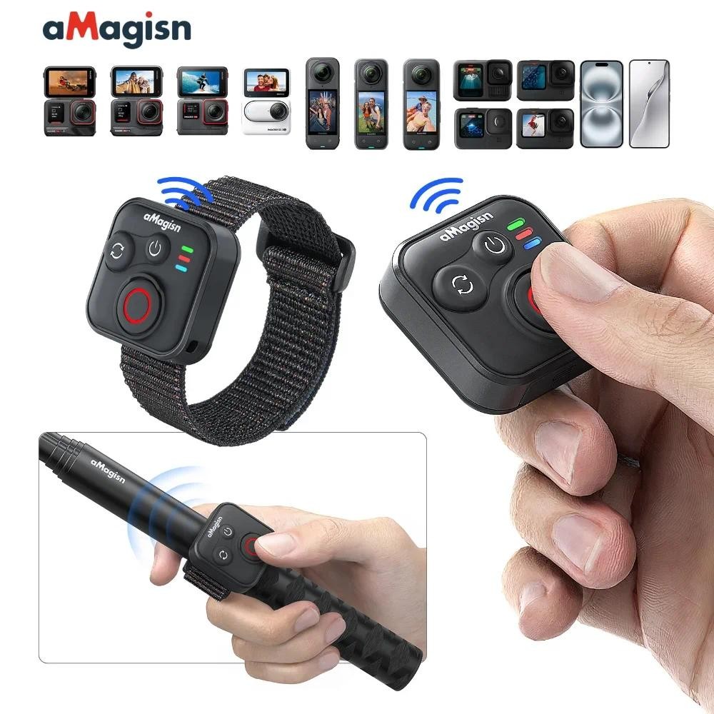 AMagisn 50M รีโมทคอนโทรลบลูทูธสําหรับ Insta360 X5 X4 Ace Pro 2 Gopro Hero 13 12 Action กล้อง iOS Android Shutter Controller