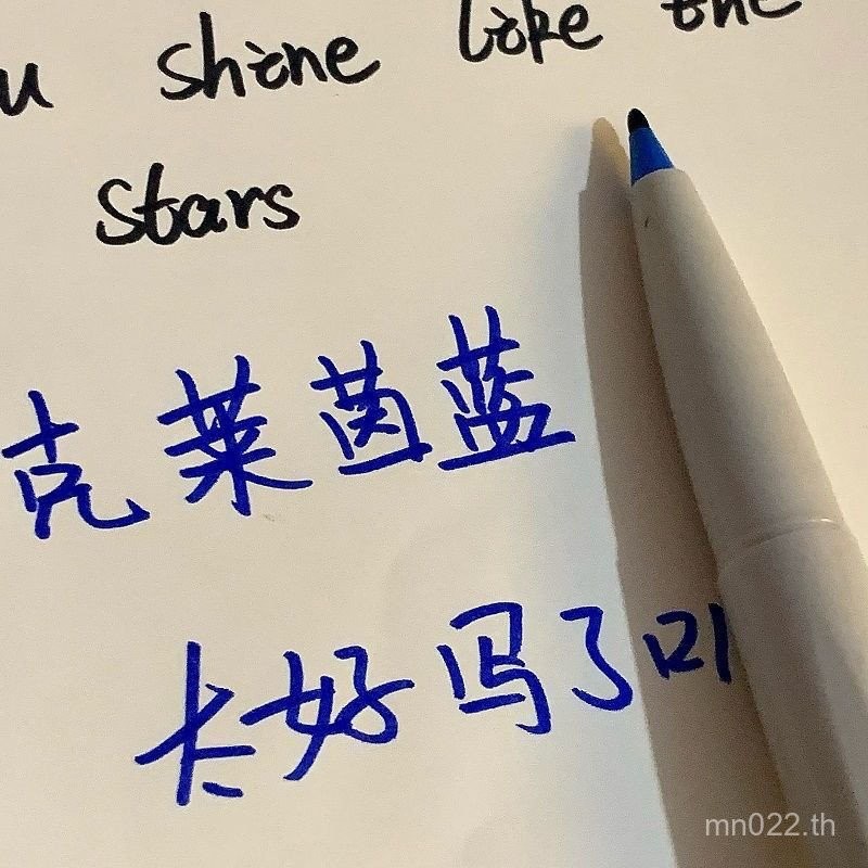 Aqua Blue Marker Pen ปากกามาร์กเกอร์สีแดงสีดํา 1.0 มม.ปากกาน้ําแห้งเร็วนักเรียน Lion สามารถเพิ่มหมึก