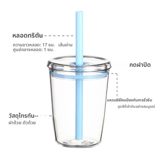 2026 ใหม่! แก้วดูด Tritan 350ml สีลูกกวาด หลากหลาย กันรั่ว พกพาสะดวก เหมาะชานม&กาแฟ